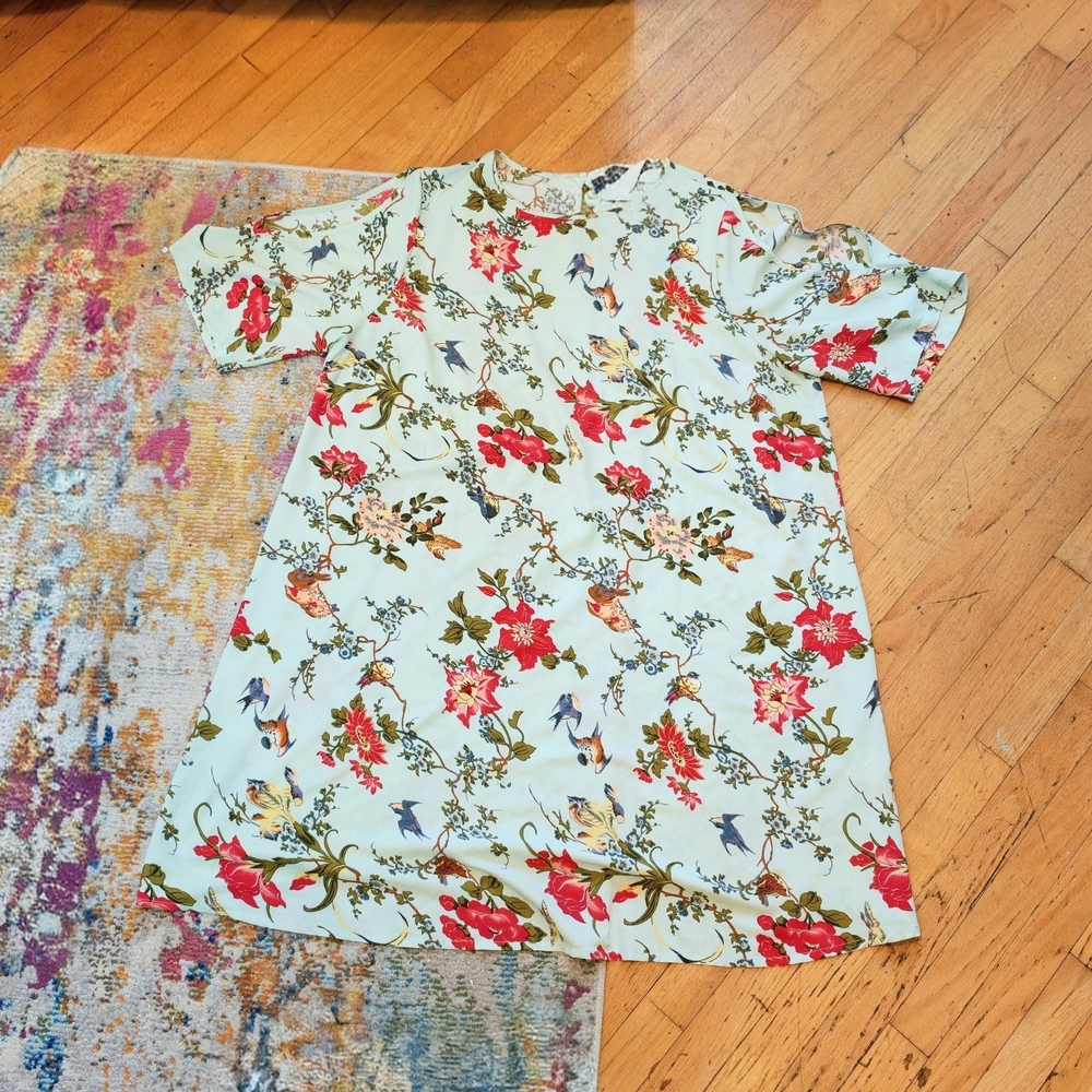 ASOS Curve Mint Floral Print Dress With Shoulder Cutouts